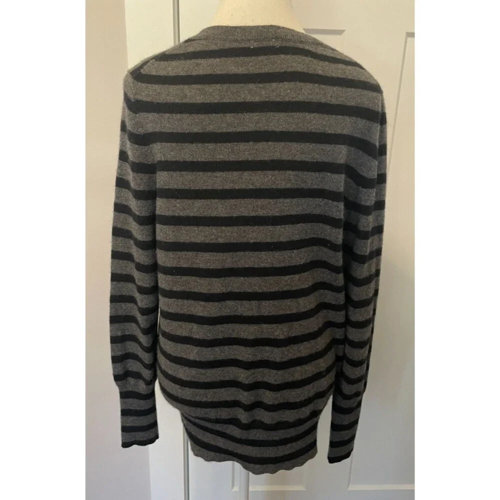 HALOGEN Womens Cashmere SWEATER Long Sleeve BLACK Gray V-Neck Size XL
